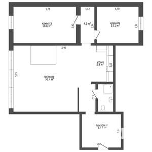 3-к квартира, вторичка, 70м2, 2/10 этаж