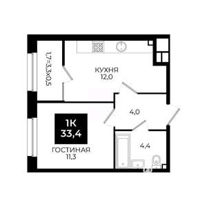 1-к квартира, вторичка, 33м2, 2/24 этаж