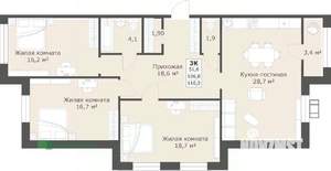 3-к квартира, вторичка, 110м2, 7/14 этаж