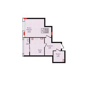 1-к квартира, вторичка, 41м2, 1/10 этаж