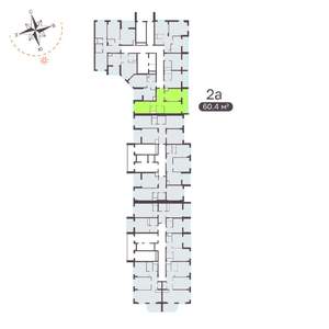 2-к квартира, вторичка, 60м2, 13/19 этаж