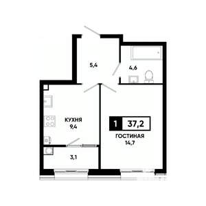 1-к квартира, вторичка, 37м2, 2/16 этаж