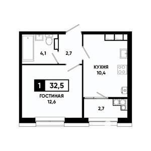 1-к квартира, вторичка, 33м2, 18/20 этаж