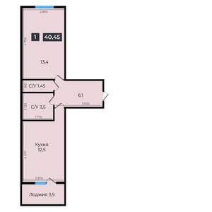 1-к квартира, вторичка, 40м2, 2/16 этаж