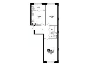 2-к квартира, вторичка, 61м2, 17/24 этаж