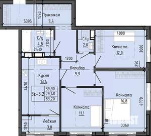 3-к квартира, вторичка, 83м2, 7/25 этаж