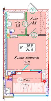 Студия квартира, вторичка, 25м2, 22/22 этаж