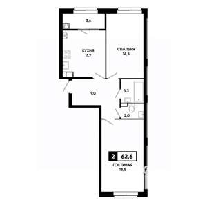 2-к квартира, вторичка, 63м2, 10/19 этаж