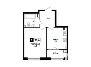 1-к квартира, вторичка, 35м2, 12/24 этаж