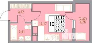 Студия квартира, вторичка, 25м2, 18/21 этаж
