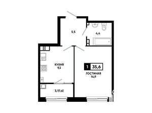 1-к квартира, вторичка, 36м2, 5/24 этаж