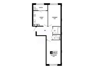 2-к квартира, вторичка, 61м2, 15/24 этаж