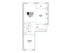 2-к квартира, вторичка, 66м2, 3/12 этаж