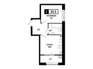 1-к квартира, вторичка, 33м2, 2/19 этаж