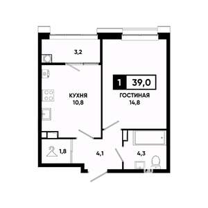 1-к квартира, вторичка, 39м2, 5/20 этаж