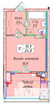 Студия квартира, вторичка, 25м2, 22/22 этаж