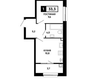1-к квартира, вторичка, 33м2, 2/19 этаж