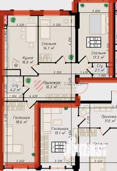 3-к квартира, вторичка, 91м2, 3/10 этаж