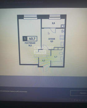 1-к квартира, сданный дом, 39м2, 4/12 этаж