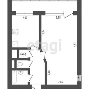 1-к квартира, вторичка, 55м2, 8/9 этаж