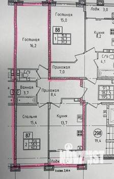 2-к квартира, вторичка, 62м2, 7/8 этаж