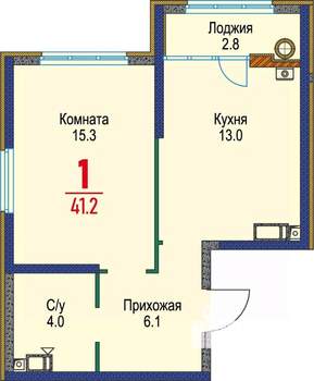 1-к квартира, строящийся дом, 41м2, 18/22 этаж