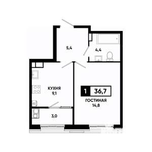 1-к квартира, вторичка, 37м2, 10/18 этаж