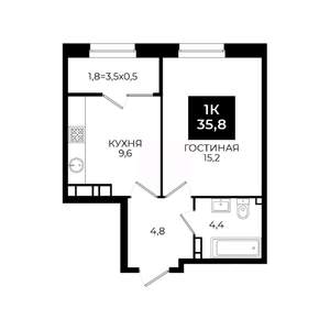 1-к квартира, вторичка, 36м2, 14/24 этаж