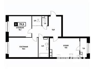2-к квартира, вторичка, 80м2, 14/20 этаж
