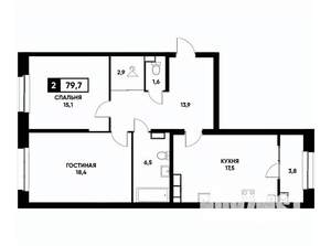 2-к квартира, вторичка, 80м2, 12/20 этаж