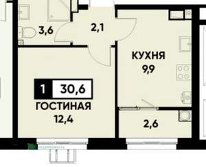 1-к квартира, вторичка, 31м2, 8/16 этаж
