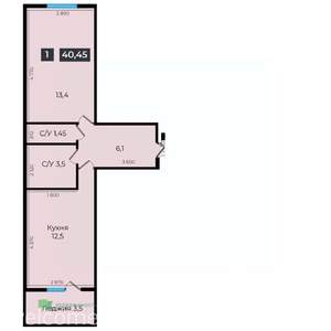 1-к квартира, вторичка, 40м2, 13/17 этаж