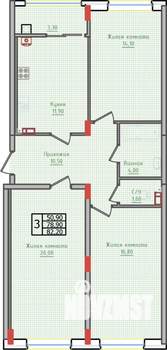 3-к квартира, вторичка, 82м2, 1/10 этаж