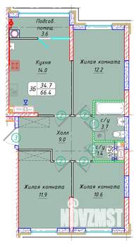 3-к квартира, вторичка, 66м2, 17/22 этаж