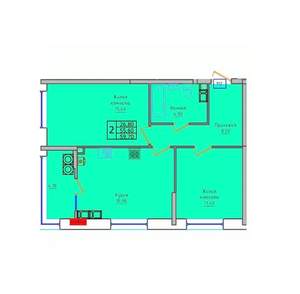 2-к квартира, строящийся дом, 60м2, 17/18 этаж