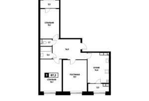 3-к квартира, вторичка, 87м2, 15/22 этаж