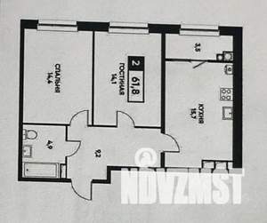 2-к квартира, вторичка, 62м2, 16/16 этаж