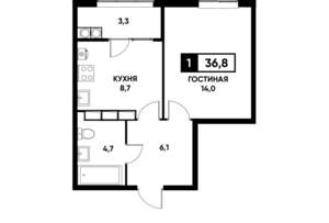 1-к квартира, вторичка, 37м2, 20/20 этаж