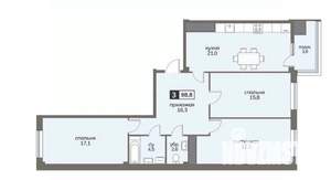 3-к квартира, строящийся дом, 99м2, 12/12 этаж