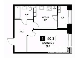 1-к квартира, вторичка, 40м2, 15/22 этаж
