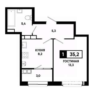 1-к квартира, вторичка, 35м2, 18/19 этаж