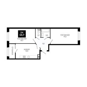 2-к квартира, вторичка, 60м2, 4/24 этаж