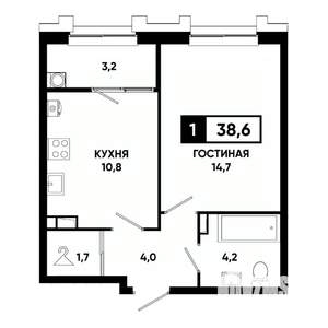1-к квартира, вторичка, 39м2, 3/21 этаж