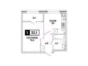 1-к квартира, вторичка, 33м2, 2/8 этаж