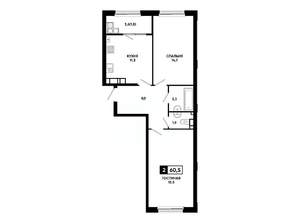 2-к квартира, вторичка, 61м2, 17/24 этаж