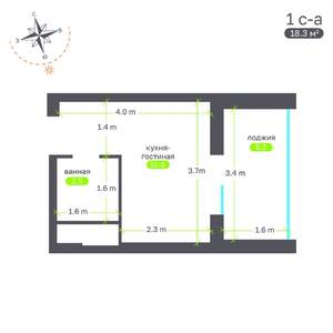 Студия квартира, вторичка, 18м2, 8/19 этаж