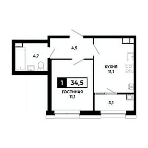 1-к квартира, вторичка, 35м2, 8/20 этаж