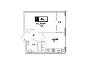 1-к квартира, вторичка, 36м2, 4/16 этаж