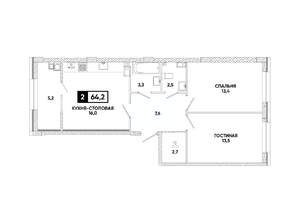 1-к квартира, вторичка, 64м2, 4/12 этаж