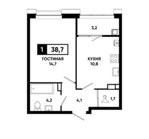 1-к квартира, вторичка, 39м2, 4/20 этаж
